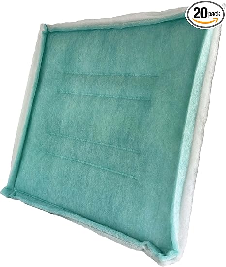 wioboy Paint Spray Booth Intake Filter Pad, 20 x 20 (20/case) Tacky Panel with Internal Wire Frame