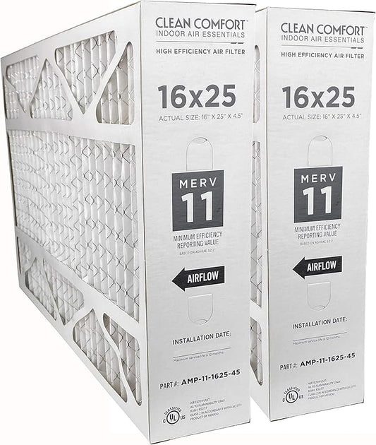 Clean Comfort AMP-11-1625-45 (2-Pack) - 16 x 25 x 4.5 Media Air Filter, MERV 11